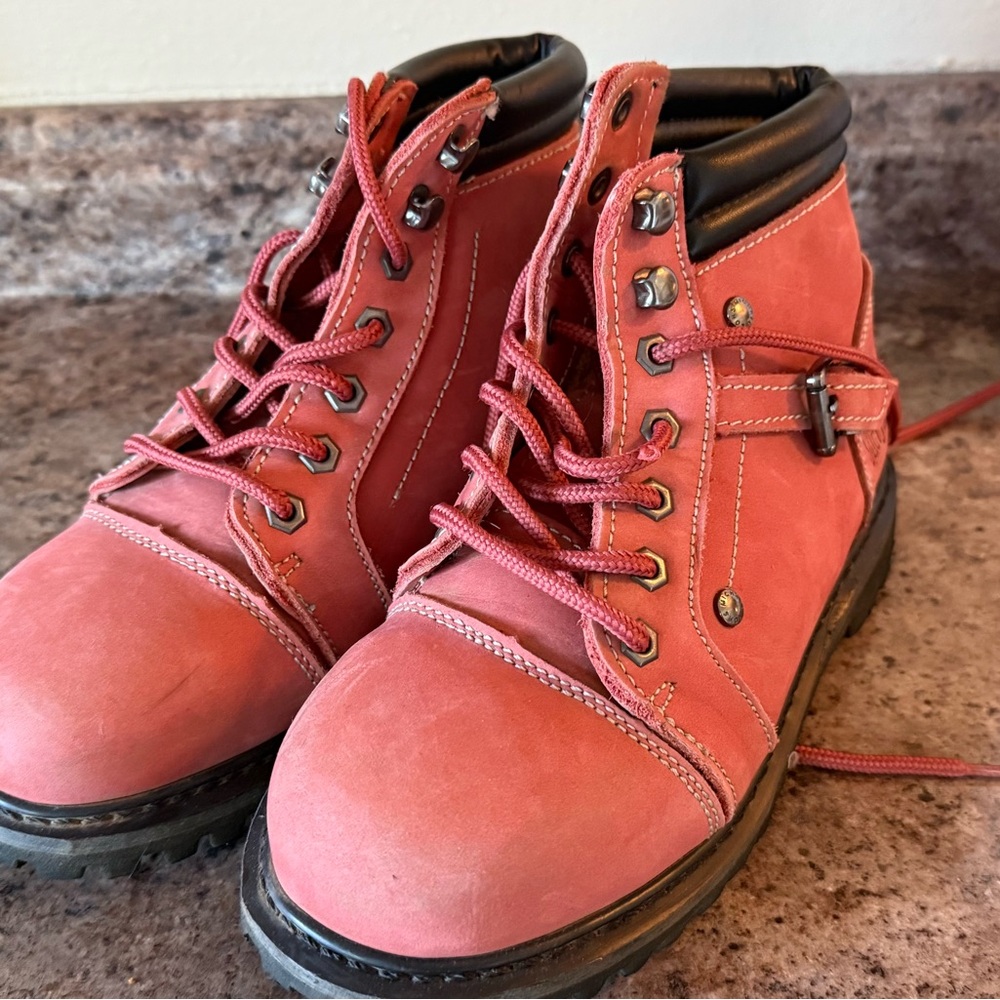 Women's Pink Lace-Up Boots
